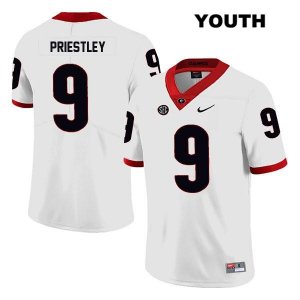 Youth Georgia Bulldogs NCAA #9 Nathan Priestley Nike Stitched White Legend Authentic College Football Jersey PGT4254RF